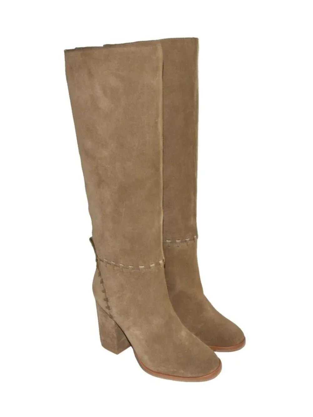 New Tory Burch Contraire Block Heel Suede Boot River Rock Brown Sz 5 DD19